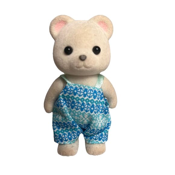 Calico Critters Snowfluff Polar Bear Dad Blue Bibs 3" Toy Figurine Collectible - Picture 1 of 7